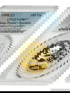 1994 China 100 Yuan Gold Panda Large Date Uncertified Coin: 1994 China 100 Yuan Gold Panda Large Date Uncertified Coin This 1994 China 100 Yuan Gold Panda coin features the Large Date design and is in pre-owned condition. It is a notable piece for collectors,