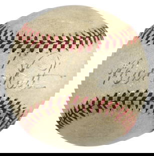Babe Ruth Signed 1940-47 Yankees Baseball PSA/DNA Certified: Babe Ruth Signed 1940-47 Yankees Baseball PSA/DNA Certified This original 1940-47 Reach OAL baseball is personally signed by the legendary Babe Ruth, a prominent figure in New York Yankees history. Th