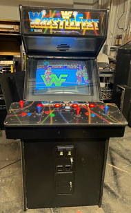 Rare 1991 TECHNOS WRESTLEFEST 4 Player Arcade Machine: Rare 1991 TECHNOS WRESTLEFEST 4 Player Arcade Machine Experience the thrilling excitement of wrestling with the WRESTLEFEST Arcade Machine by TECHNOS, released in 1991. This rare arcade machine offers