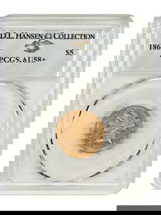 1867 Liberty Head $5 Gold Coin PCGS AU58+ D.L. Hansen: 1867 Liberty Head $5 Gold Coin PCGS AU58+ D.L. Hansen This exquisite 1867 Liberty Head $5 gold coin is certified by PCGS with an AU58+ grade, showcasing its historical significance and beauty. Struck