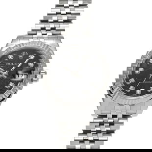 ROLEX Datejust 179174G Ladies Watch Black Diamond Dial 2005: ROLEX Datejust 179174G Ladies Watch Black Diamond Dial 2005 Introducing the exquisite ROLEX Datejust 179174G, a ladies' wristwatch that embodies modern elegance and functionality. Redesigned in 2005,