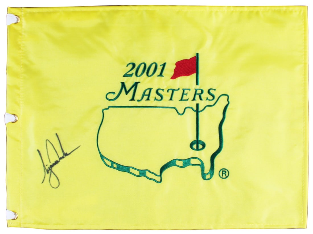 Tiger Woods Signed 2011 Masters Pin Flag PSA/DNA Certified: Tiger Woods Signed 2011 Masters Pin Flag PSA/DNA Certified This is an authentic signed 2011 Masters Pin Flag by Tiger Woods, a distinguished figure in the world of golf. The item is certified by PSA/D