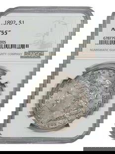 1892 Morgan Dollar NGC AU55 Better Date P-Mint Coin: 1892 Morgan Dollar NGC AU55 Better Date P-Mint Coin This 1892 Morgan Dollar is certified by NGC with a grade of AU55, indicating it has been circulated but remains in excellent condition. This coin fe