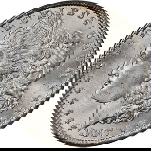 1887-P Morgan Silver Dollar CAC MS63 Blast White Uncirculated: 1887-P Morgan Silver Dollar CAC MS63 Blast White Uncirculated This stunning 1887-P Morgan Silver Dollar is certified by CAC with a grade of MS63, showcasing its exceptional eye appeal and blast