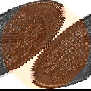 1866 NGC PF64 RB Two Cent Piece Uncirculated Copper Coin: 1866 NGC PF64 RB Two Cent Piece Uncirculated Copper Coin This 1866 Two Cent Piece is a stunning example of numismatic craftsmanship, graded as Proof 64 Red Brown (PF64 RB) by NGC, ensuring its high