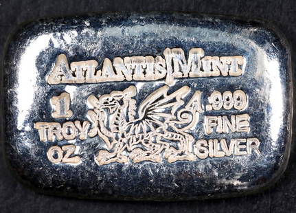 Atlantis Mint 1 oz Silver Dragon Bar .999 Fine Collectible: Atlantis Mint 1 oz Silver Dragon Bar .999 Fine Collectible This Atlantis Mint 1 Ounce Silver Dragon Bar is composed of .999 fine silver, making it an excellent choice for collectors and investors alik