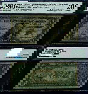 1935-A $1 Silver Certificate Experimental S-C Block PMG VF20: 1935-A $1 Silver Certificate Experimental S-C Block PMG VF20 This 1935-A $1 Silver Certificate is a noteworthy piece of currency history. Graded VF20 by PMG, it exhibits signs of circulation while ret