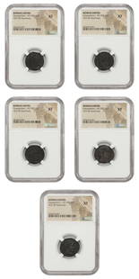Roman Empire AE3 Coins Lot 5 NGC XF Certified AD 307-337: Roman Empire AE3 Coins Lot 5 NGC XF Certified AD 307-337 This lot features five coins from the Roman Empire, dating from AD 307-337, specifically AE3 (BI Nummus) coins. All coins are certified by NGC
