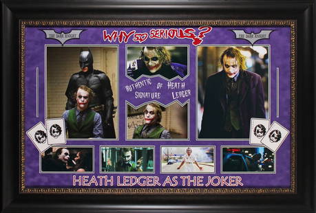 Heath Ledger Signed Framed Photo Big Smile Batman The Dark Knight Beckett COA: Heath Ledger Signed Framed Photo Big Smile Batman The Dark Knight Beckett COA This stunning autographed framed photograph features Heath Ledger in his iconic role as the Joker from Batman: The Dark Kn