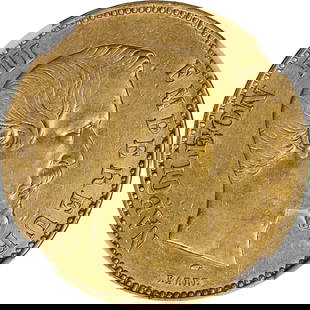 1855 France Gold 100 Franc Coin NGC AU53 Certified: 1855 France Gold 100 Franc Coin NGC AU53 Certified This 1855 France Gold 100 Franc coin is certified by NGC with a grade of AU53, ensuring its quality and authenticity. The coin is made of gold and is