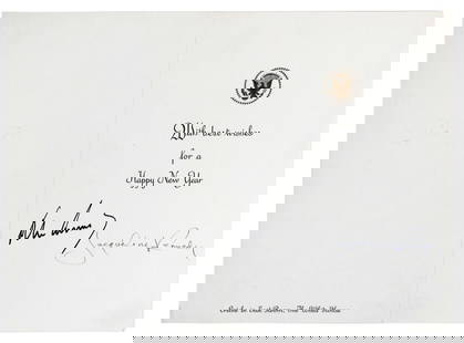 John F. Kennedy Jacqueline Onassis Signed 1963 Christmas Card Beckett COA: John F. Kennedy Jacqueline Onassis Signed 1963 Christmas Card Beckett COA This unique collectible features a Christmas card personally signed by John F. Kennedy and Jacqueline Onassis Kennedy. The car