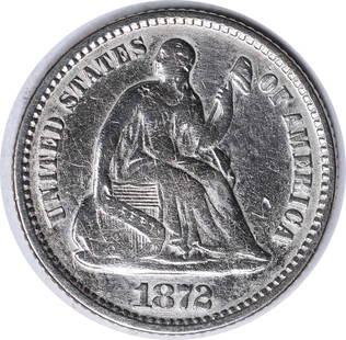1872 Liberty Seated Silver Half Dime DDO FS-101 Uncertified Coin: 1872 Liberty Seated Silver Half Dime DDO FS-101 Uncertified Coin This 1872 Liberty Seated Silver Half Dime is a remarkable piece of numismatic history. It features a beautiful design characteristic