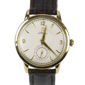 Vintage 14K Yellow Gold Omega Automatic Watch 32mm with Lizard Strap
