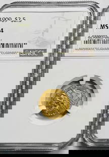 1909 Gold Quarter Eagle Indian Head NGC MS-64 Uncirculated Coin: 1909 Gold Quarter Eagle Indian Head NGC MS-64 Uncirculated Coin This 1909 Gold Quarter Eagle features the iconic Indian Head design and is graded MS-64 by NGC, indicating its uncirculated condition an