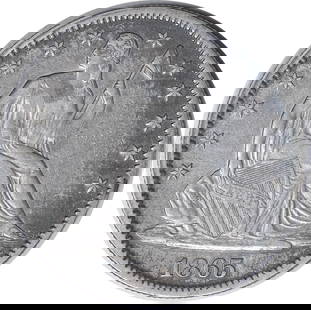 1865 Liberty Seated Half Dollar 50C XF Uncertified Silver Coin: 1865 Liberty Seated Half Dollar 50C XF Uncertified Silver Coin This 1865 Liberty Seated Half Dollar is a remarkable piece of numismatic history, featuring a stunning design by Thomas Sully and Christi