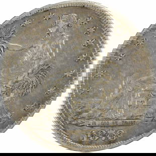 1878-S Trade Silver Dollar William Barber Design Uncertified: 1878-S Trade Silver Dollar William Barber Design Uncertified This 1878-S Trade Silver Dollar is a remarkable collector's item, featuring the renowned design by William Barber. Minted in San