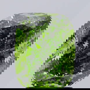 Loose Diamond - CUSHION MODIFIED 2.59ct Fancy Vivid Green VS1: Loose Diamond - CUSHION MODIFIED 2.59ct Fancy Vivid Green VS1 Source: This is a real non-mined Diamond that has been grown in a lab Shape: CUSHION MODIFIED Carats: 2.59 Color: Fancy Vivid Green Certif