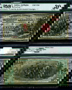 1875 Mason MI $5 National Bank Note PMG VF30 Certified: 1875 Mason MI $5 National Bank Note PMG VF30 Certified This 1875 National Bank Note features a denomination of $5 and is graded at VF30 by PMG, indicating its very fine condition. It showcases histori