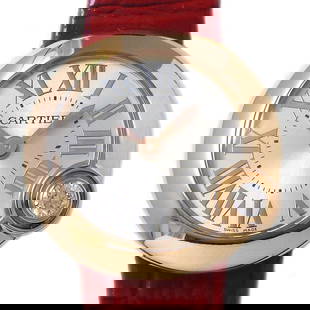 CARTIER Baron Blanc WGBL0004 Ladies Watch K18 Pink Gold Diamond Bezel Red Leather: CARTIER Baron Blanc WGBL0004 Ladies Watch K18 Pink Gold Diamond Bezel Red Leather Introducing the CARTIER Baron Blanc WGBL0004 Ladies Wristwatch, a stunning timepiece that combines elegance with funct