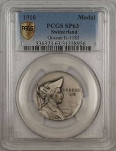 1910 Gossau Switzerland Uncirculated Silver Shooting Medal R-1183: 1910 Gossau Switzerland Uncirculated Silver Shooting Medal R-1183 This stunning 1910 Gossau Switzerland Silver Shooting Medal is a remarkable collectible piece for any numismatist or enthusiast of