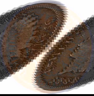 1908-S Indian Head Cent VG Copper Coin Vintage Appeal: 1908-S Indian Head Cent VG Copper Coin Vintage Appeal This 1908-S Indian Head Cent is a notable addition for collectors, showcasing a vintage appeal with its circulated condition. Graded as Very