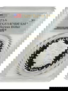 2023-S $1 Morgan Dollar PCGS PR70DCAM First Day of Issue: 2023-S $1 Morgan Dollar PCGS PR70DCAM First Day of Issue This 2023-S $1 Morgan Dollar is a stunning piece from the San Francisco Mint, graded PR70DCAM by PCGS, marking it as an uncirculated coin of