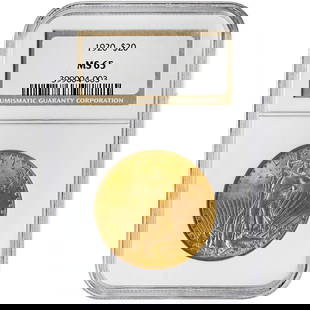 1920 $20 St. Gaudens Gold Coin NGC MS65 Rare Find: 1920 $20 St. Gaudens Gold Coin NGC MS65 Rare Find This stunning 1920 $20 St. Gaudens coin is certified by NGC with a grade of MS65, making it a rare find in the realm of collectible gold coins. The co