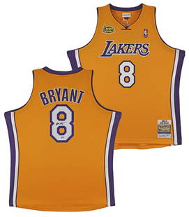Kobe Bryant Signed Yellow Lakers Jersey 2000-01 Mitchell & Ness PSA Authenticated: Kobe Bryant Signed Yellow Lakers Jersey 2000-01 Mitchell & Ness PSA Authenticated Celebrate the legacy of Kobe Bryant with this authentic yellow Mitchell & Ness Hardwood Classics jersey from the 2000-