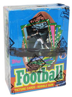1986 Topps Football Sealed Wax Box BBCE 36 Packs Rice Young RC Potential: 1986 Topps Football Sealed Wax Box BBCE 36 Packs Rice Young RC Potential This listing features a sealed wax box of 1986 Topps Football cards, containing 36 unopened packs. The box is professionally wr