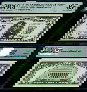 1963-A $5 Federal Reserve Note Cleveland PMG CU65 EPQ Gem: 1963-A $5 Federal Reserve Note Cleveland PMG CU65 EPQ Gem This 1963-A $5 Federal Reserve Note from Cleveland is a remarkable piece for collectors. Graded CU65 EPQ Gem by PMG, it exemplifies exceptiona