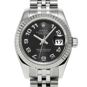 ROLEX Datejust 179174 Automatic Ladies Watch Black Dial White Gold Bezel