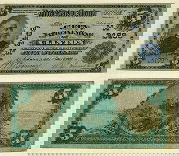 1902 Clinton Iowa $5 National Bank Note Fine+: 1902 Clinton Iowa $5 National Bank Note Fine+ This is a Fine+ condition 1902 National Bank Note from Clinton, Iowa, with a denomination of $5. As a pre-owned item, it showcases the historical signific