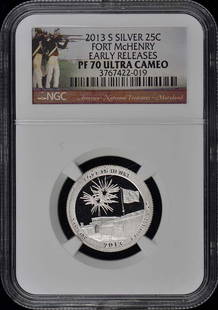 2013-S Washington Quarter Set of 5 NGC PR70DCAM Uncirculated: 2013-S Washington Quarter Set of 5 NGC PR70DCAM Uncirculated This set features five 2013-S Washington Quarters, each graded PR70 by NGC, ensuring they are in pristine uncirculated condition. Struck at