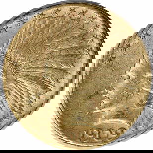 1909-S $10 Gold Indian Coin by Augustus Saint Gaudens AU Uncertified: 1909-S $10 Gold Indian Coin by Augustus Saint Gaudens AU Uncertified This exquisite 1909-S $10 Gold Indian coin is a remarkable piece of history designed by Augustus Saint Gaudens. It features a beaut