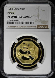 1984 China Panda Yuan Coin NGC PR69 Uncirculated: 1984 China Panda Yuan Coin NGC PR69 Uncirculated This stunning 1984 China Panda Yuan coin is graded PR69 by NGC, showcasing its exceptional quality as an uncirculated piece. With a certification numbe