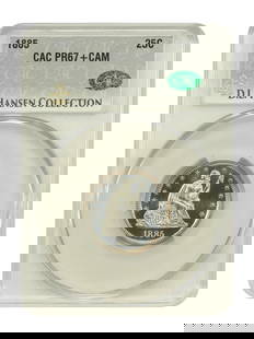 1885 Liberty Seated Quarter CACG PR67+CAM Uncirculated Philadelphia Mint: 1885 Liberty Seated Quarter CACG PR67+CAM Uncirculated Philadelphia Mint This 1885 Liberty Seated Quarter is a remarkable collectible, certified by CACG with the designation PR67+CAM. It is an