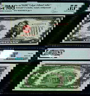 $2 1928-C Legal Tender Note PMG AU55 Star Block *-A: $2 1928-C Legal Tender Note PMG AU55 Star Block *-A This $2 1928-C Legal Tender note, graded AU55 by PMG, is a remarkable addition for collectors. The note is part of the *-A block and is classified a