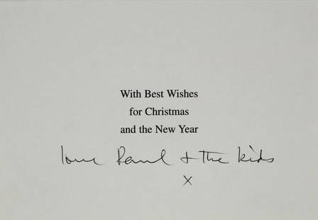 Paul McCartney Signed Christmas Card Love & The Kids with COA: Paul McCartney Signed Christmas Card Love & The Kids with COA This original Christmas greeting card features a heartfelt inscription of "Love & The Kids" and has been personally signed by Paul McCartn