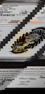 2023-W NGC PR70 1 oz Gold American Liberty High Relief Coin Signed: 2023-W NGC PR70 1 oz Gold American Liberty High Relief Coin Signed This stunning 2023 High Relief Proof Gold American Liberty coin is a remarkable addition for collectors and enthusiasts alike. Struck
