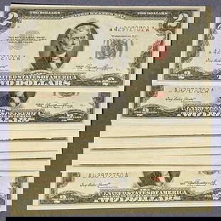 1953 $2 Legal Tender Note A-A Block 49pc Uncirculated CU Choice: 1953 $2 Legal Tender Note A-A Block 49pc Uncirculated CU Choice This 1953 $2 Legal Tender note is in uncirculated condition, classified as CU Choice. It is part of a 49-piece lot, featuring the A-A bl