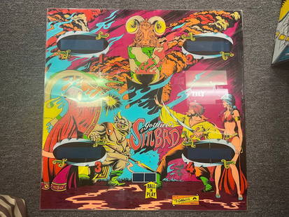 Gottlieb SINBAD 1978 Pinball Backglass Vintage Arcade Art: Gottlieb SINBAD 1978 Pinball Backglass Vintage Arcade Art This authentic SINBAD pinball backglass, produced by Gottlieb in 1978, showcases vibrant artwork and intricate design that captures the essenc