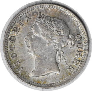 1899 Straits Settlements 5 Cents Silver Coin KM10 Uncertified UNC: 1899 Straits Settlements 5 Cents Silver Coin KM10 Uncertified UNC This 1899 Straits Settlements 5 Cents coin (KM10) is a stunning example of uncirculated condition. Crafted from silver, this coin show