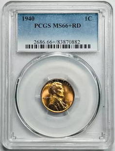 1940 P Lincoln Wheat Penny PCGS MS66+ RD Uncirculated: 1940 P Lincoln Wheat Penny PCGS MS66+ RD Uncirculated This 1940 P Small Cents Lincoln Wheat Penny is a remarkable find, certified by PCGS with a grade of MS 66+. Showcasing an uncirculated condition,