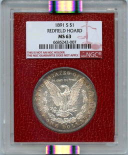 1891 S Morgan Dollar NGC MS63 Uncirculated Coin: 1891 S Morgan Dollar NGC MS63 Uncirculated Coin This 1891 S Morgan Dollar is graded MS63 by NGC, ensuring its high-quality uncirculated condition. Minted in San Francisco, this coin is a remarkable pi
