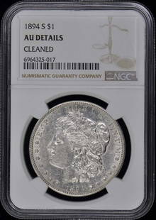 1894-S Morgan Dollar NGC AU Details San Francisco Coin: 1894-S Morgan Dollar NGC AU Details San Francisco Coin This 1894-S Morgan Dollar is certified by NGC with the certification number 6964325017. The coin is graded as AU Details, indicating it has been