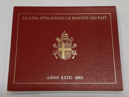 2001 Vatican State 8 Piece UNC Set Pope John Paul II with 1000L Silver Coin: 2001 Vatican State 8 Piece UNC Set Pope John Paul II with 1000L Silver Coin This 2001 Vatican State 8 Piece UNC Mint Set features Pope John Paul II and includes a 1000L silver coin. Each coin in the s