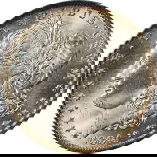 1884-O Morgan Silver Dollar PCGS MS64 Uncirculated Toned Coin: 1884-O Morgan Silver Dollar PCGS MS64 Uncirculated Toned Coin This 1884-O Morgan Silver Dollar is a stunning piece, certified by PCGS and graded MS64. It features a beautiful toning that enhances its