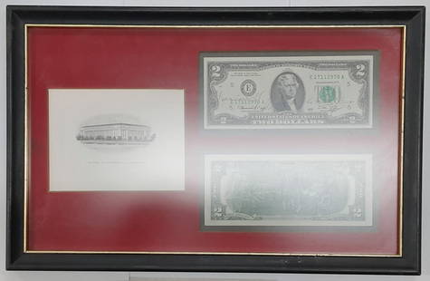 Framed 1976 $2 Federal Reserve Note Set 2, One Autographed: Framed 1976 $2 Federal Reserve Note Set 2, One Autographed This stunning set features two 1976 Series $2 Federal Reserve Notes, one of which is autographed, beautifully framed for display. The notes a