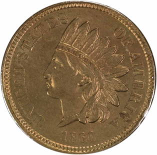 1860 Indian Head Cent Pointed Bust Choice BU Uncertified: 1860 Indian Head Cent Pointed Bust Choice BU Uncertified This 1860 Indian Cent features a Pointed Bust design and is classified as Choice BU (Brilliant Uncirculated). The coin is made of copper and wa