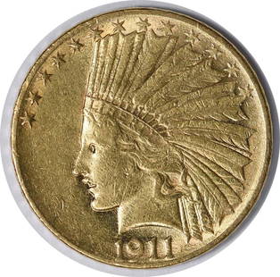1911 $10 Gold Indian Coin by Augustus Saint Gaudens AU Uncertified: 1911 $10 Gold Indian Coin by Augustus Saint Gaudens AU Uncertified This 1911 $10 Gold Indian coin features a stunning design by Augustus Saint Gaudens. Crafted from 90% gold and 10% copper, this coin